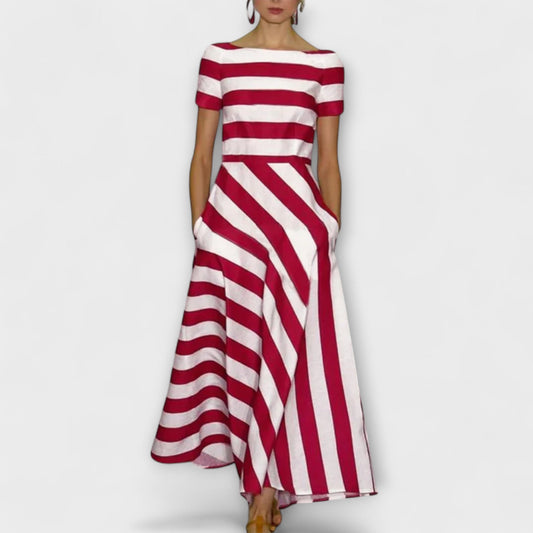 Ariela | Vestido Maxí de Línea A a Rayas