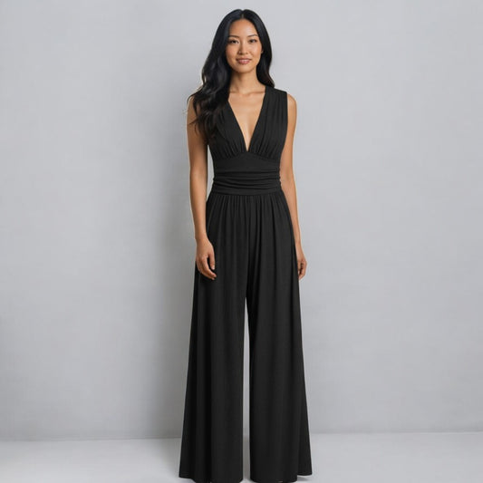 Clarissa™ | Mono Chic sin mangas y de pierna ancha