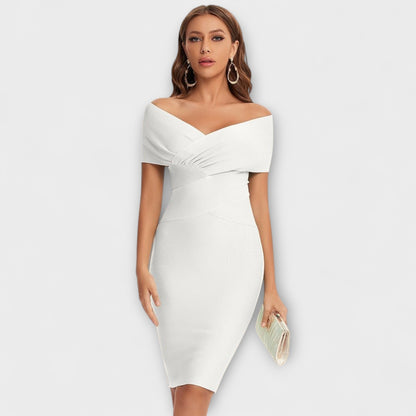 Clelia | Vestido Midi de Mujer con Hombros Descubiertos